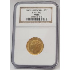 AUSTRALIA 1885 . ONE 1 SOVEREIGN . SYDNEY . GOLD . SLABBED